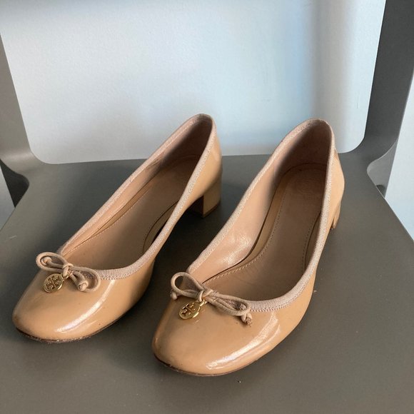 TORY BURCH Tan Charm Ballet Heels - Picture 1 of 4